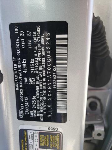 Photo 10 from auction – 2012 KIA OPTIMA EX with VIN 5XXGN4A70CG043243