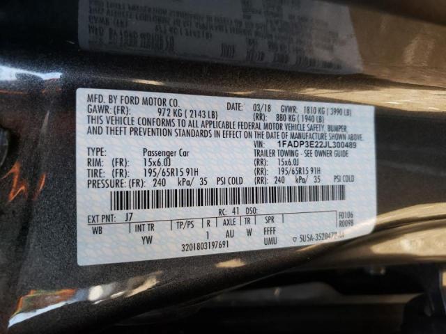 Photo 10 from auction – 2018 FORD FOCUS S with VIN 1FADP3E22JL300489