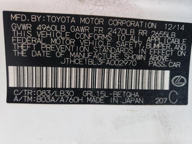 Photo 10 from auction – 2015 LEXUS GS 350 with VIN JTHCE1BL3FA002970