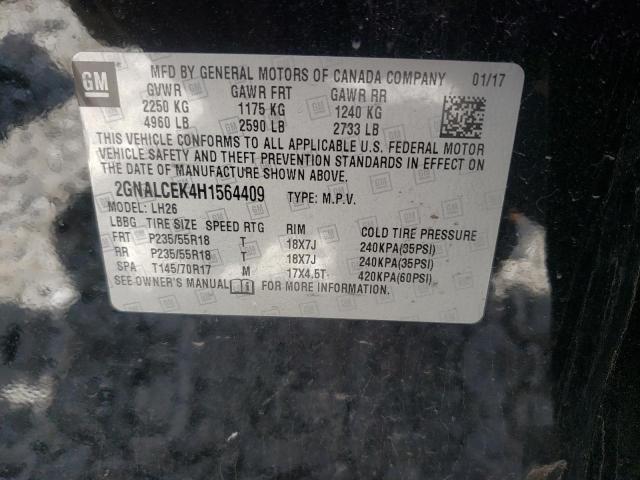 Photo 10 from auction – 2017 CHEVROLET EQUINOX LT with VIN 2GNALCEK4H1564409