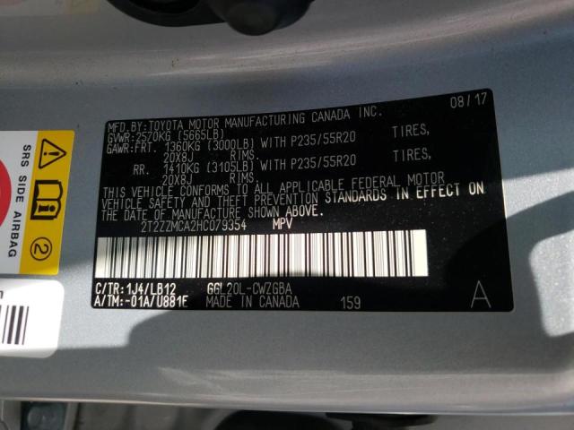 Photo 10 from auction – 2017 LEXUS RX 350 BAS with VIN 2T2ZZMCA2HC079354