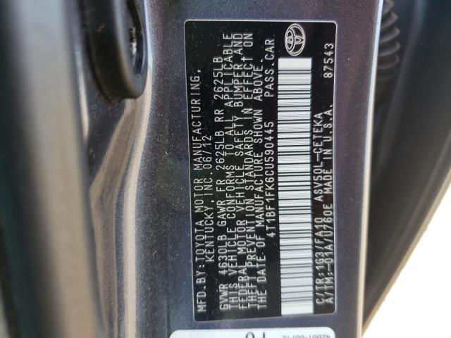 Photo 10 from auction – 2012 TOYOTA CAMRY BASE with VIN 4T1BF1FK6CU590445