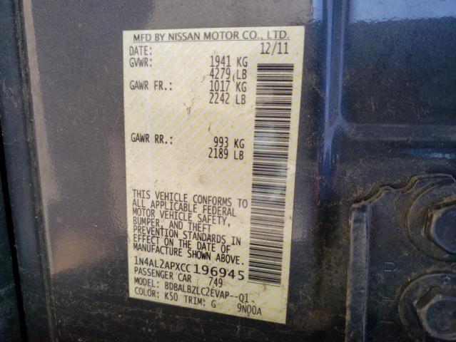 Photo 10 from auction – 2012 NISSAN ALTIMA BAS with VIN 1N4AL2APXCC196945