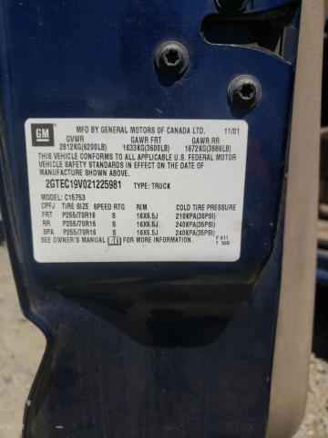 Photo 10 from auction – 2002 GMC NEW SIERRA with VIN 2GTEC19V021225981