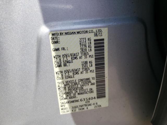 Photo 10 from auction – 2011 NISSAN PATHFINDER with VIN 5N1AR1NB9BC635404
