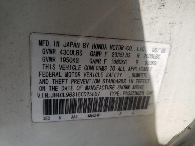 Photo 10 from auction – 2005 ACURA TSX with VIN JH4CL96815C025807