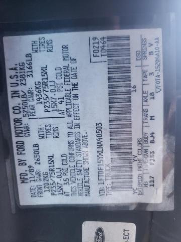Photo 10 from auction – 1990 FORD F150 with VIN 1FTDF15YXLNA40503