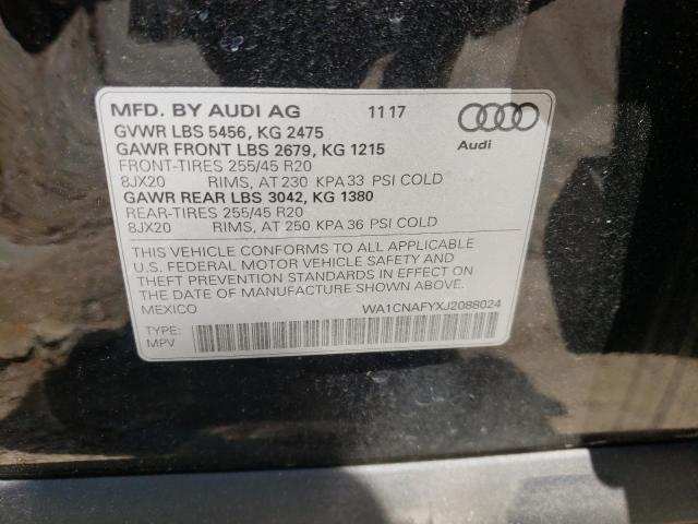 Photo 10 from auction – 2018 AUDI Q5 PRESTIG with VIN WA1CNAFYXJ2088024