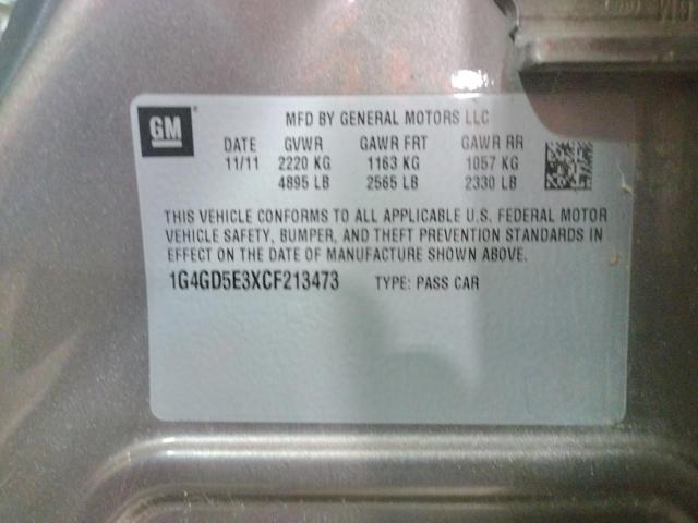 Photo 10 from auction – 2012 BUICK LACROSSE P with VIN 1G4GD5E3XCF213473