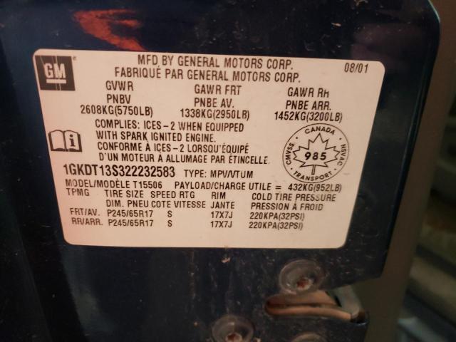 Photo 10 from auction – 2002 GMC ENVOY with VIN 1GKDT13S322232583