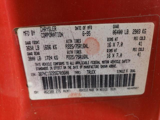 Photo 10 from auction – 1995 DODGE RAM 1500 with VIN 3B7HC13Z2SG703608