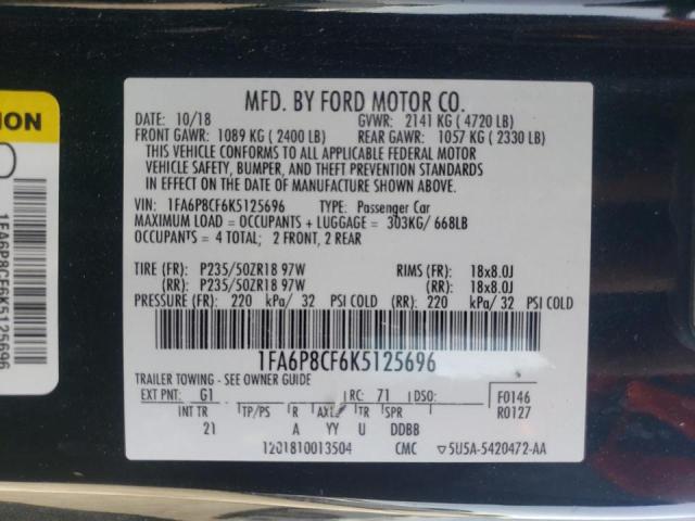 Photo 10 from auction – 2019 FORD MUSTANG with VIN 1FA6P8CF6K5125696