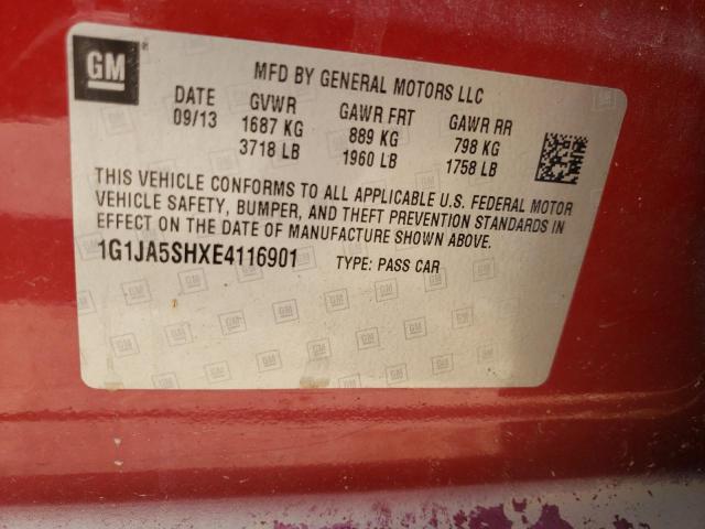 Photo 10 from auction – 2014 CHEVROLET SONIC LS with VIN 1G1JA5SHXE4116901