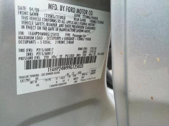 Photo 10 from auction – 2009 FORD TAURUS SEL with VIN 1FAHP24W99G125033