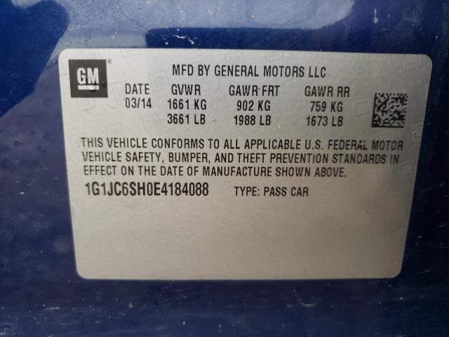 Photo 10 from auction – 2014 CHEVROLET SONIC LT with VIN 1G1JC6SH0E4184088