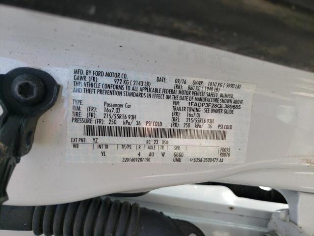 Photo 10 from auction – 2016 FORD FOCUS SE with VIN 1FADP3F28GL389685