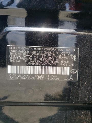 Photo 10 from auction – 2010 LEXUS ES 350 with VIN JTHBK1EG7A2376570