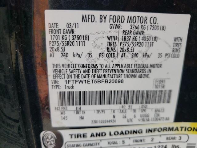 Photo 10 from auction – 2011 FORD F150 with VIN 1FTFW1ET5BFB20698