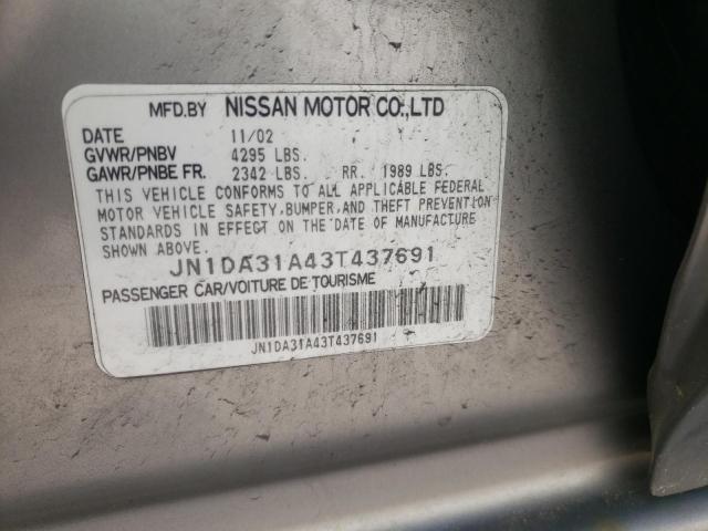 Photo 10 from auction – 2003 NISSAN MAXIMA GLE with VIN JN1DA31A43T437691