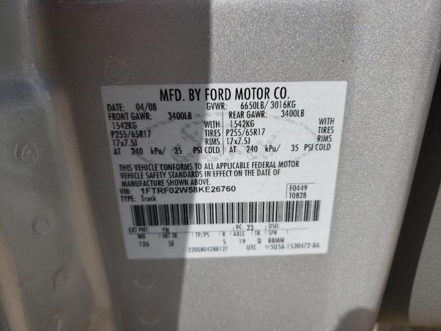 Photo 10 from auction – 2008 FORD F150 with VIN 1FTRF02W58KE26760