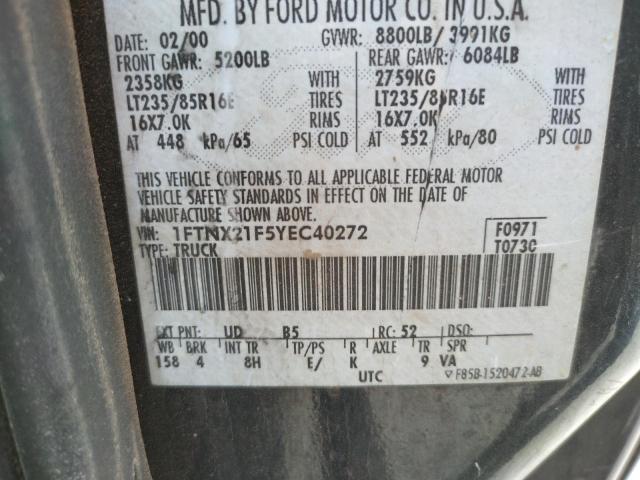Photo 10 from auction – 2000 FORD F250 SUPER with VIN 1FTNX21F5YEC40272