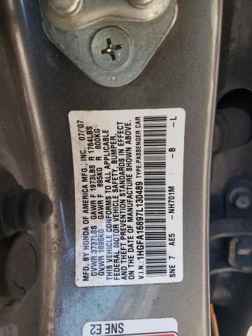 Photo 10 from auction – 2007 HONDA CIVIC EX with VIN 1HGFA16897L130489
