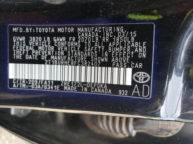 Photo 10 from auction – 2015 TOYOTA COROLLA L with VIN 2T1BURHE8FC382407