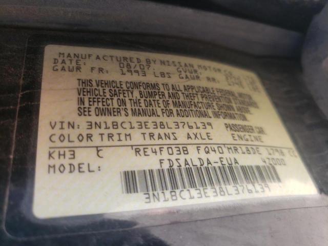 صورة رقم 10 من المزاد - 2008 NISSAN VERSA S مع VIN 3N1BC13E38L376139