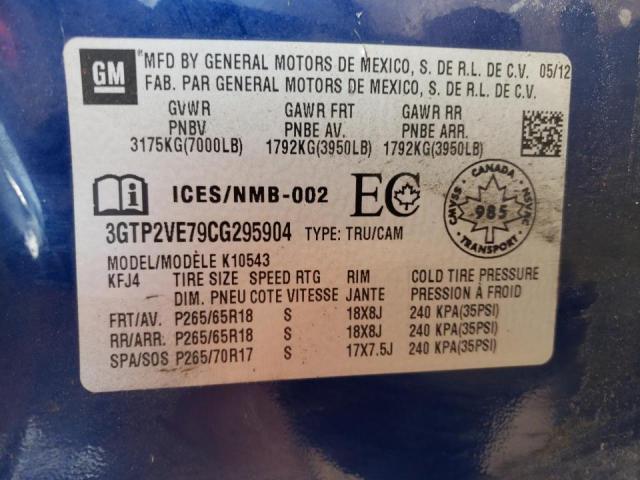 Photo 10 from auction – 2012 GMC SIERRA K15 with VIN 3GTP2VE79CG295904