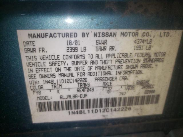 Photo 10 from auction – 2002 NISSAN ALTIMA SE with VIN 1N4BL11D12C142226