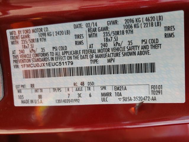 Фото 10 с аукциона – 2014 FORD ESCAPE TIT с VIN 1FMCU0JX1EUC51179