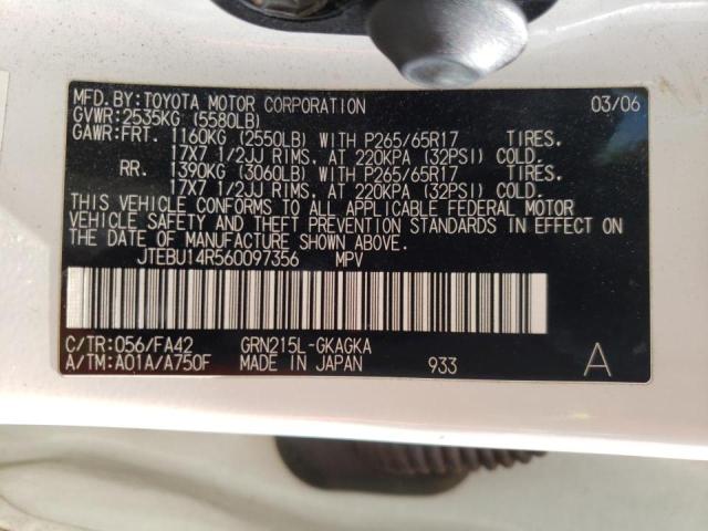 Photo 10 from auction – 2006 TOYOTA 4RUNNER SR with VIN JTEBU14R560097356