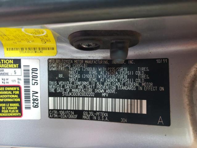 Photo 10 from auction – 2012 TOYOTA SIENNA LE with VIN 5TDJK3DC8CS032202