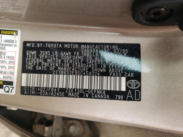 Photo 10 from auction – 2005 TOYOTA COROLLA CE with VIN 2T1BR32E95C459324