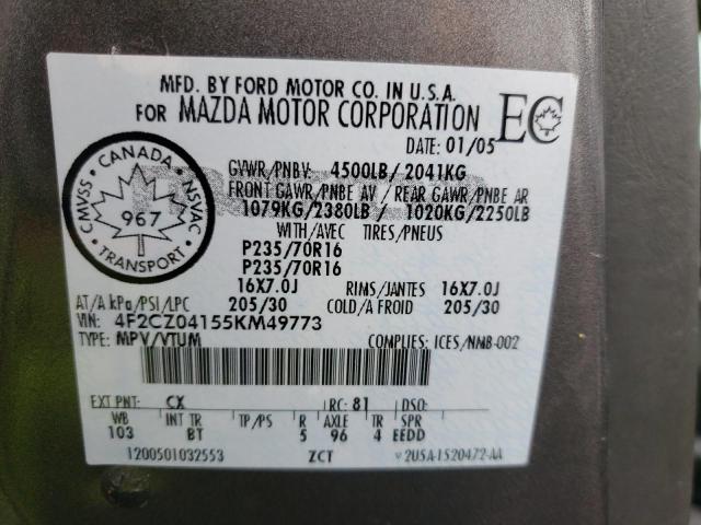 Photo 10 from auction – 2005 MAZDA TRIBUTE S with VIN 4F2CZ04155KM49773