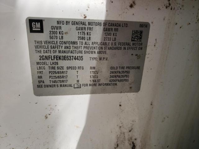 Photo 10 from auction – 2014 CHEVROLET EQUINOX LT with VIN 2GNFLFEK0E6374435