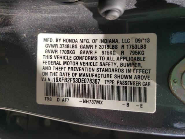 Photo 10 from auction – 2013 HONDA CIVIC LX with VIN 19XFB2F53DE078367