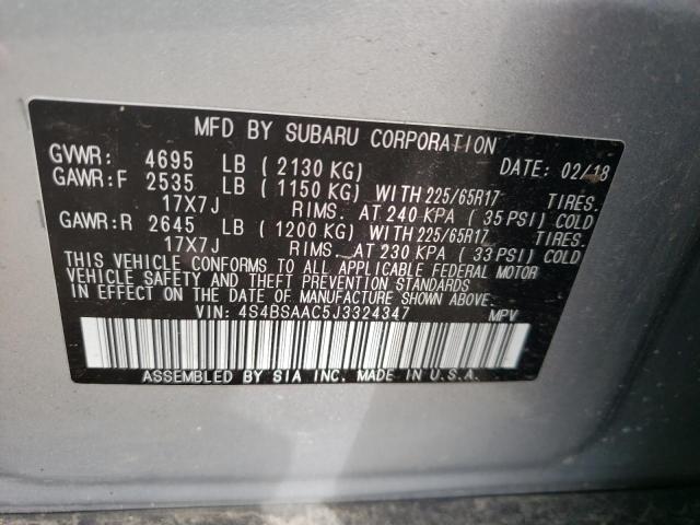 Photo 10 from auction – 2018 SUBARU OUTBACK 2. with VIN 4S4BSAAC5J3324347