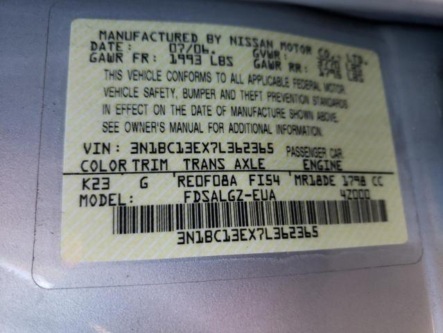 Photo 10 from auction – 2007 NISSAN VERSA with VIN 3N1BC13EX7L362365