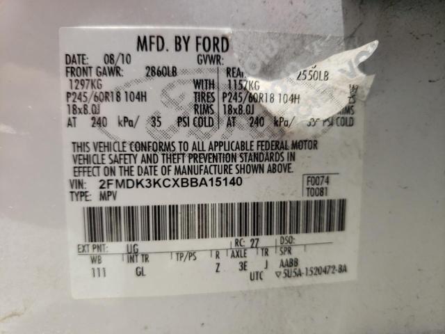 Photo 10 from auction – 2011 FORD EDGE LIMIT with VIN 2FMDK3KCXBBA15140