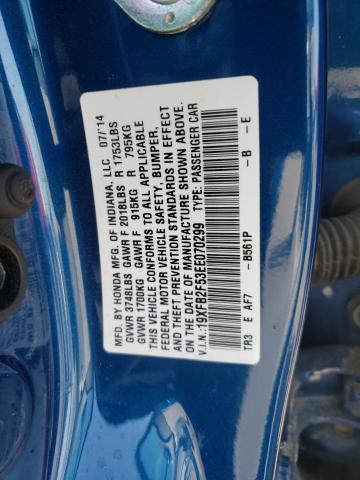 Zdjęcie 10 z aukcji – 2014 HONDA CIVIC LX z VIN 19XFB2F53EE070299