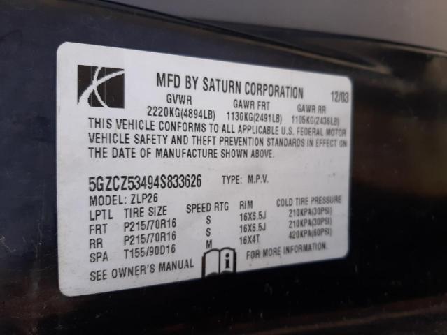 Photo 10 from auction – 2004 SATURN VUE with VIN 5GZCZ53494S833626