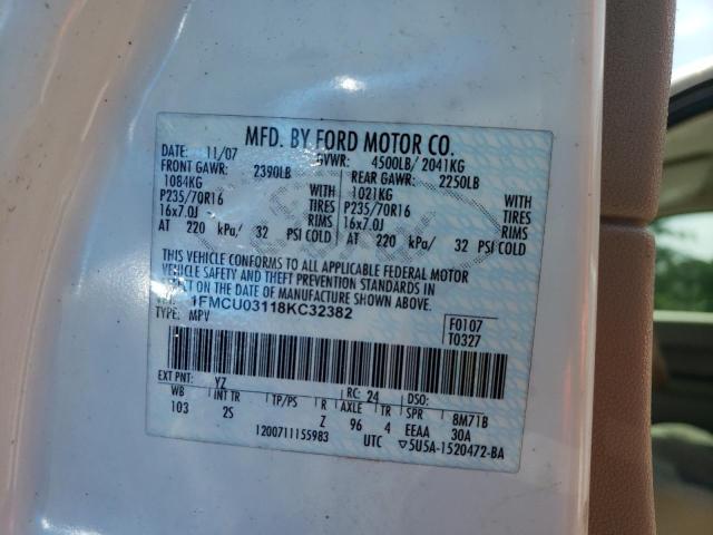 Photo 10 from auction – 2008 FORD ESCAPE XLT with VIN 1FMCU03118KC32382