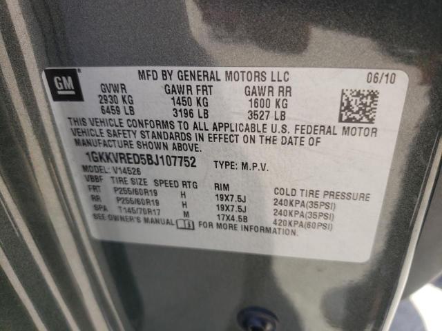 Photo 10 from auction – 2011 GMC ACADIA SLT with VIN 1GKKVRED5BJ107752