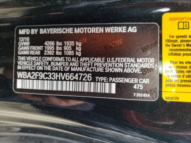 Photo 10 from auction – 2017 BMW 230I with VIN WBA2F9C33HV664726