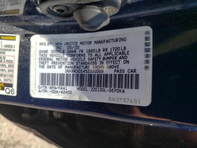 Photo 10 from auction – 2005 TOYOTA COROLLA CE with VIN 1NXBR32E45Z531089