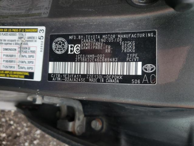 Photo 10 from auction – 2006 TOYOTA COROLLA CE with VIN 2T1BR32E46C689483