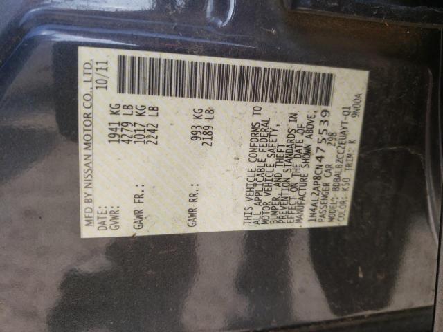 Photo 10 from auction – 2012 NISSAN ALTIMA BAS with VIN 1N4AL2AP8CN475539