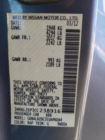 Photo 10 from auction – 2012 NISSAN ALTIMA S with VIN 1N4AL2EP3CC238916