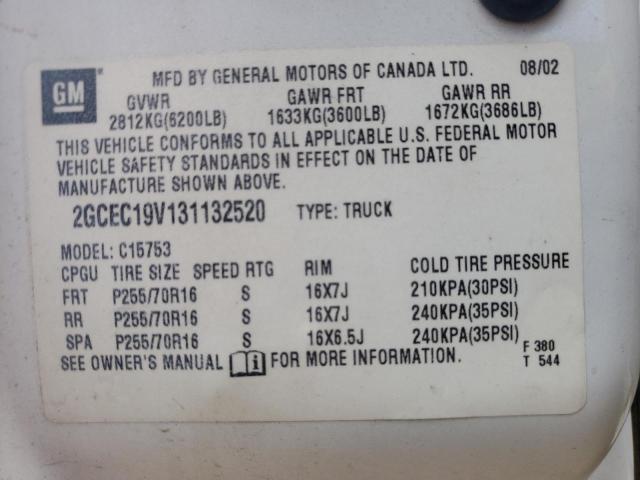 Photo 10 from auction – 2003 CHEVROLET SILVERADO with VIN 2GCEC19V131132520
